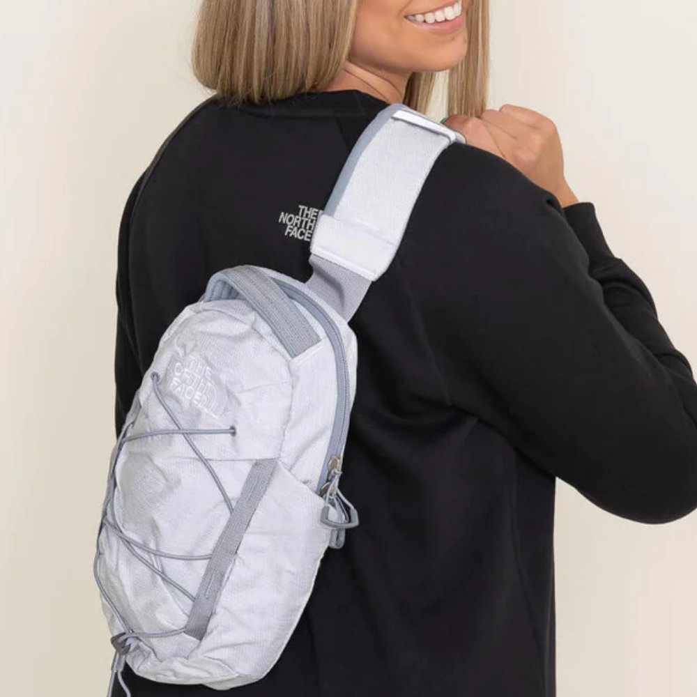 The North Face Borealis Sling Pack for Women in White Metallic Melange Grey